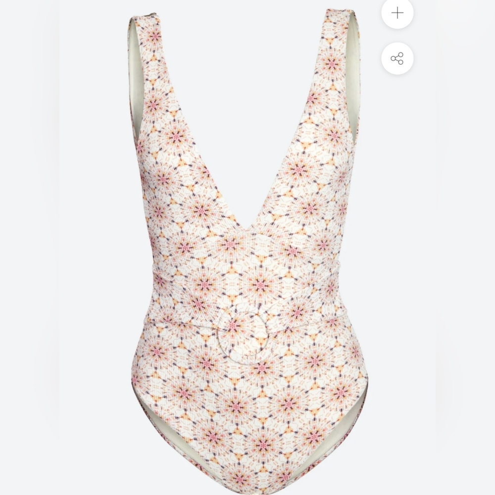 Sanlier - Iris Rib Kaleido Print Floral One Piece Swimsuit sz Small